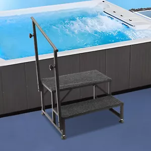 2- Step Ladder, Porch Steps with Handrails, Swimming Pool Ladder Above Ground - Picture 1 of 14