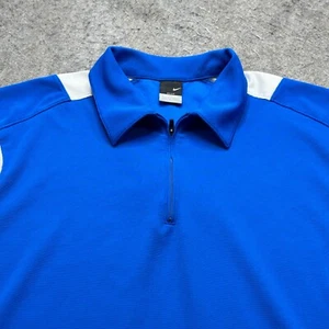Nike Court Tennis 1/4 Zip Polo Men XL Blue White Colorblock Performance 142756 - Picture 1 of 15