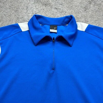Nike Court Tennis 1/4 Zip Polo Men XL Blue White Colorblock Performance 142756 - Image 1 of 4