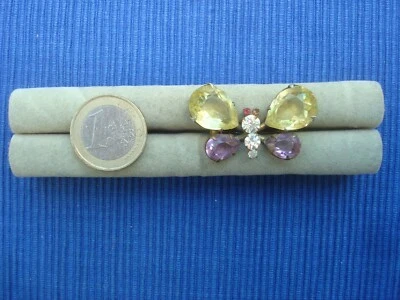 B24 Jolie Broche Papillon Pierre Verre Taillé Butterfly Brooch Lot Bijou Ancien - Photo 1/2