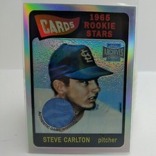 2001 Topps Archives 1965 Steve Carlton Rookie Reprint 477 With Piece Of Jersey