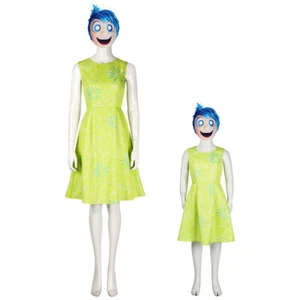 Joy Cosplay Movie Inside Out 2 Costume Kids Womens Outfit Girls Dress Mask - Picture 1 of 6