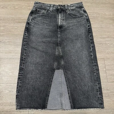 AG Adriano Goldschmied Haruko Vintage Falda Línea A 26 Negro Gris Denim Lavado Foto 1 de 4