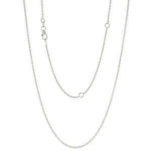 Italian 14k White Gold Rolo Chain Necklace Adjustable 16-20" 1.35mm - 2.6 grams - Picture 1 of 2