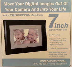 Pandigital 7 Zoll Digitaler Bilderrahmen Schwarz 128 MB Top Zustand in Box - Bild 1 von 2
