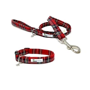 Rotes Tartan, Royal Stewart Hundehalsband und optional passende Leine Set - Bild 1 von 6
