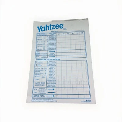 Yahtzee Score Card Pad Sheets Dice Game-One-Sided Front (17 Sheets) - Image 1 of 4