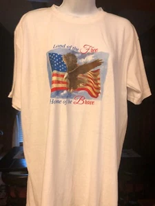 T-Shirt Herren L neu weiß Land Of The Free Home Of The Brave Flagge Adler - Bild 1 von 4