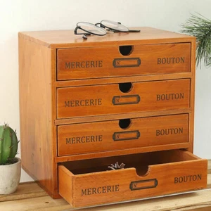 Organizador de Escritorio con Cajones,Caja de Almacenamiento de Madera Organizador de Cajones, 4 Cajones - Imagen 1 de 11