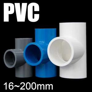 PVC Tee Pipe Connector Fitting Coupling Fittings Slip 16-200mm Grey/White/Blue - Picture 1 of 7