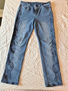 Pantalones de mezclilla para mujer DG2 by Diane Gilman con laterales bordados talla 10T - Imagen 1 de 7