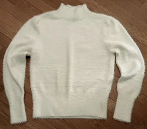 Melierter Reunited flauschiger cremefarbener weicher Rollkragenpullover Größe Small - Bild 1 von 8