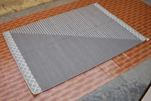 Handmade Striped Carpets Modern Grey Color Kilim Rug 5x7 Wool Area Rugs - Picture 1 of 5