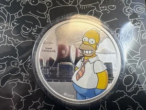 2020 Perth Mint The Simpsons - Homer 1/2 oz farbige Silbermünze 0,999 in Karte - Bild 1 von 3