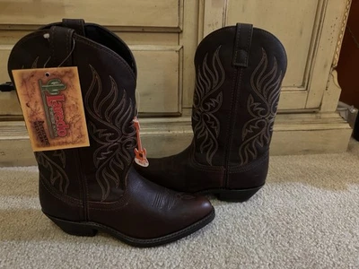 Laredo 女式棕色皮革中筒牛仔西靴 8.5 码 — 第 1/4 张图片