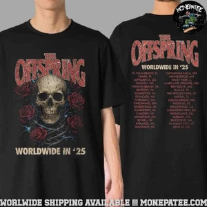 The Offspring Supercharged Worldwide In 2025 Rose Skull Tour 2 Sided T-shirt - Picture 1 of 4