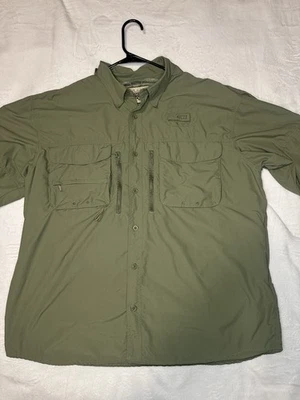 Cabela’s Guidewear GXII UPF 40 Fishing Shirt Green Nylon Button Front XL - Image 1 of 4