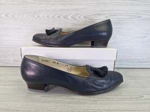 Cole Haan Womens Navy Leather Pointed Toe Tassle Pumps Size UK 7 Low Heel - Picture 1 of 21