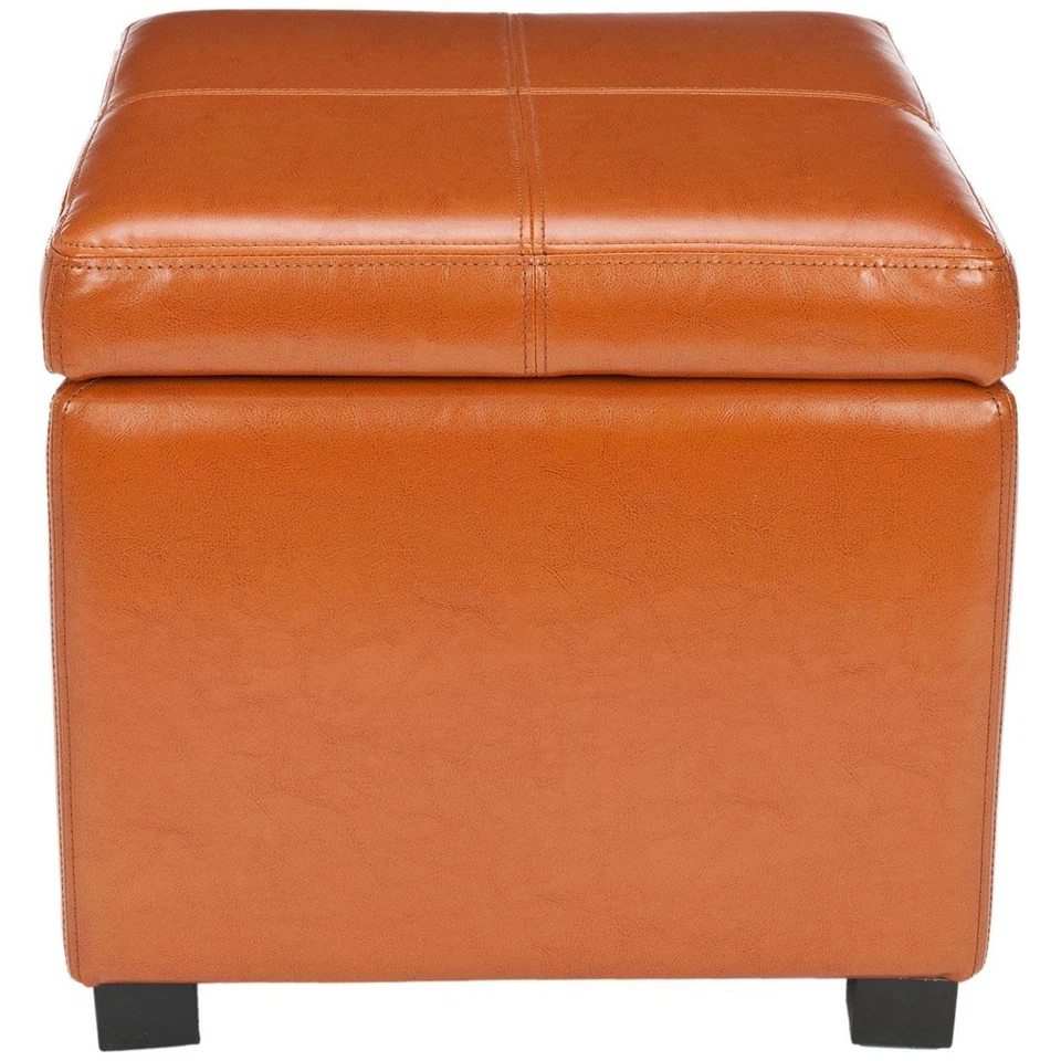 Safavieh Madison Ottoman Square Black/Saddle Brown - Image 1 of 1