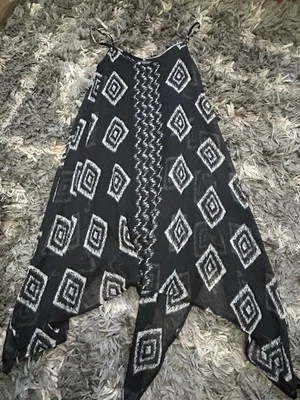 Billabong Rapid Waves Handkerchief Hem Shift Sleeveless Tissue Chiffon Dress S - Image 1 of 3