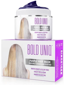Purple Hair Mask - Toner for Blonde, Platinum, Bleached, Silver, Gray, Ash & Bra - Picture 1 of 12