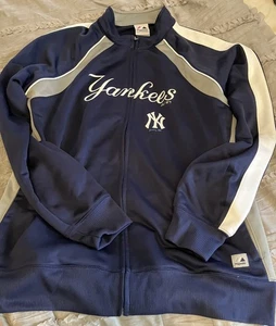 NEW YORK YANKEES Baseball MAJESTIC Women's XL Track Jacket Blue MLB Sweatshirt - Picture 1 of 2