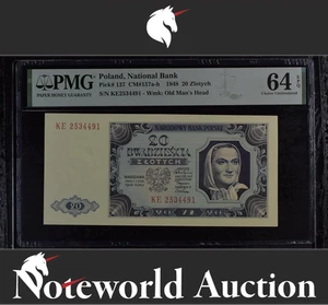 Poland 20 Zlotych 1948 P 137 Series KE UNC PMG 64 EPQ - Picture 1 of 4