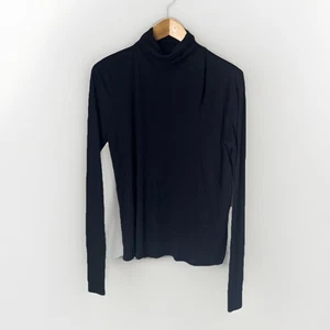 NWT Eileen Fisher Black Organic Cotton Blend Turtleneck - Picture 1 of 6