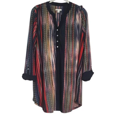 Túnica para mujer Cato Est 1946 bouse top azul marino rayas colorido trabajo carrera arco iris Foto 1 de 4