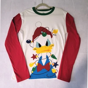 Disney Store Donald Duck Christmas Tee T Shirt Mens Medium Long Sleeve - Picture 1 of 6