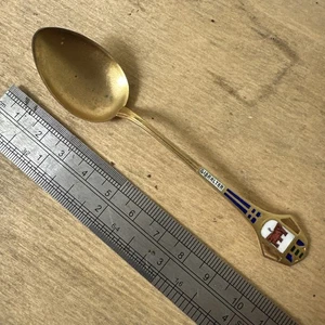 Vintage Art Deco .880 Silver Gilt & Enamel Souvenir Spoon - Gibraltar - Bild 1 von 4