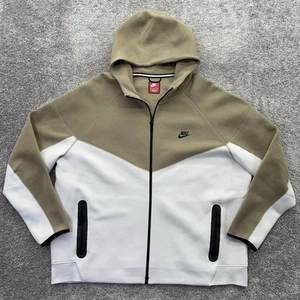Nike Hoodie Mens 3XL Tech Fleece Windrunner Full Zip White Khaki NSW FB7921-121 - Picture 1 of 14