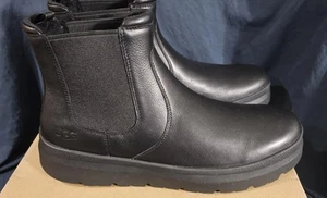 Ugg Mens Burleigh Leather Chelsea Boots Black 1151790 Mens Size 15 New With Box - Picture 1 of 8