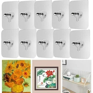 Traceless Screw Stickers for Invisible Wall Picture Hanging Pack of 10 hooks - Picture 1 of 9