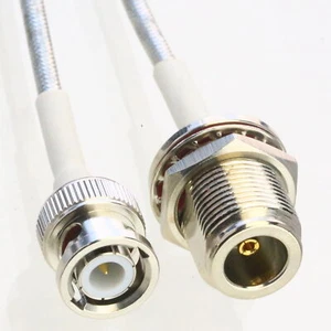 BNC male Ni to N female bulkhead RG402 .141" RF Semi-Flexible Tinned Jumper 4~40 - Picture 1 of 4