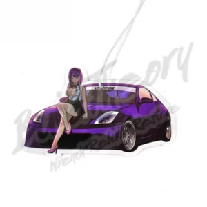 NEW JDM Air Freshener - Waifu Anime Girl w/Purple 350z Drift Car Air Freshener - Picture 1 of 4