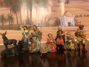 Krippenfiguren  handbemalte 10cm Jachenau Figuren, 10teiliges Komp.Set mit Engel - Bild 1 von 3