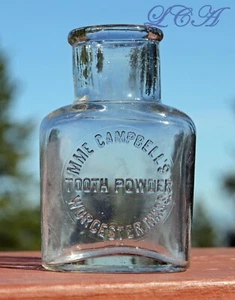 Antique Madame CAMPBELL'S TOOTH POWDER bottle NICE & CLEAN from WORCESTER MASS - Picture 1 of 3