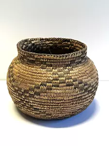 Antique Native AmericanIndian Coiled Weaved Basket; Early 1900s; #H1 - Picture 1 of 14