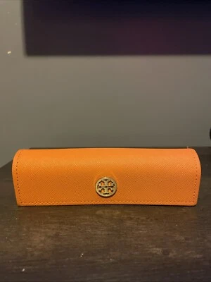 Tory Burch Authentic Eyeglasses Sunglasses Soft Case With Pouch Orange Gold Logo - Image 1 of 4