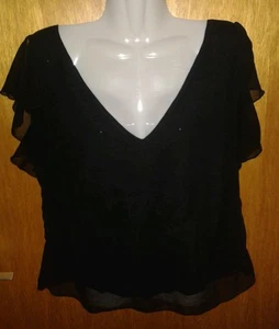elegante Bluse, Top mit Flügelärmeln Gr. M schwarz von H&M wie neu - Bild 1 von 5