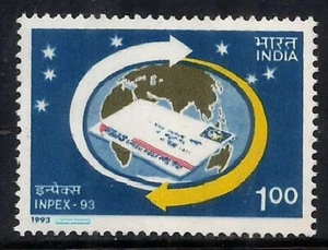 INDIA 1993 National Philatelic Exhibition Speed Post Letter Globe Stamp MNH - Picture 1 of 2