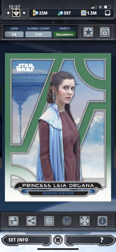 Topps Star Wars Digital Card Trader Green Galactic Files 2018 Base Leia Insert - Image 1 of 1