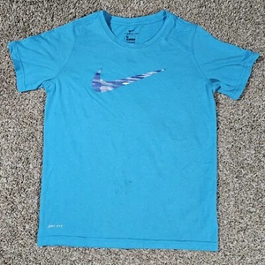 The Nike Tee Dri-Fit Athletic Shirt Size M Blue Short Sleeve - Picture 1 of 7