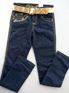 Disney Juniors Girls Blue Denim Jeans Hannah Montana Gold belt - Size 12 Slim - Picture 1 of 7