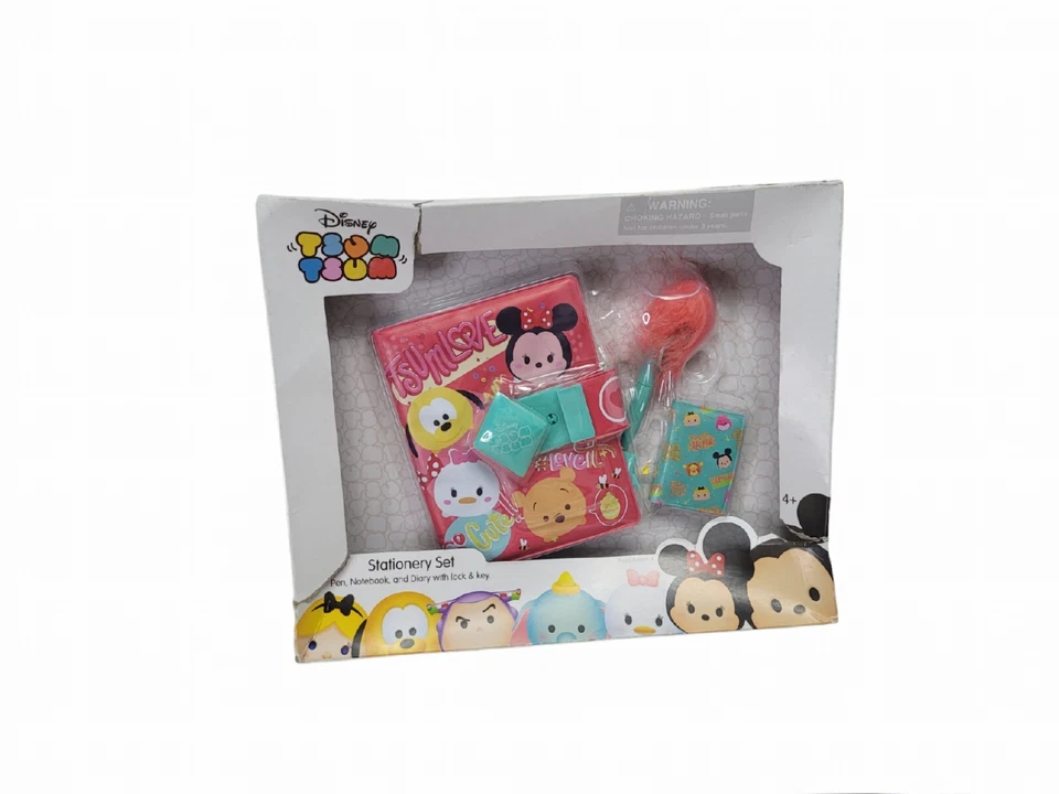 Disney Tsum Tsum Stationary Set Diary w/ Lock, Pen & Notebook 2016 Damaged Box - Image 1 of 4