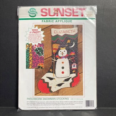 Sunset Patchwork Snowman Stocking Kit 18043 Embroidery Sewing Felt Project - Image 1 of 4