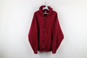 Vintage 90s Streetwear Mens XL Faded Blank Full Zip Hoodie Sweatshirt Red USA - Picture 1 of 13