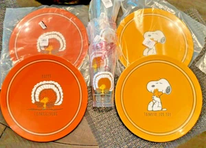 Pottery Barn Snoopy Peanuts holiday Thanksgiving PLATE + CUP Disney party SET 8 - Picture 1 of 23