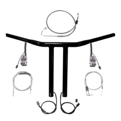 1 1/4" Black 12" Chopper T Prewired Handlebar Kit 2011-2015 Harley Softail w/ABS - Image 1 of 2